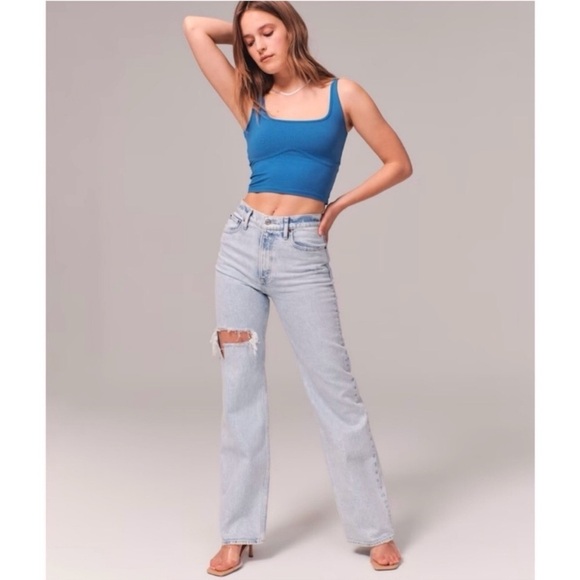 Abercrombie 24 Long (37L) 90s Relaxed High Rise Women’s Jeans New Straight Leg - Picture 1 of 13